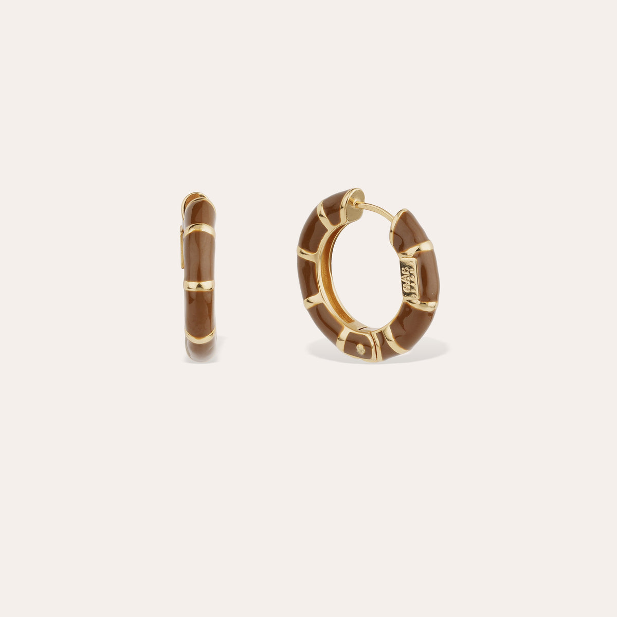 Mini Bambou Enamel Earrings Brown