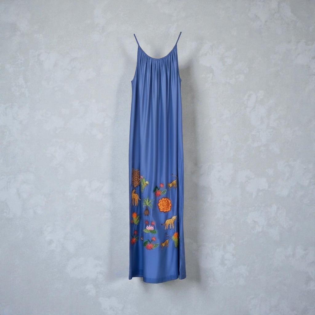 Jungle Silk Dress Electric Blue