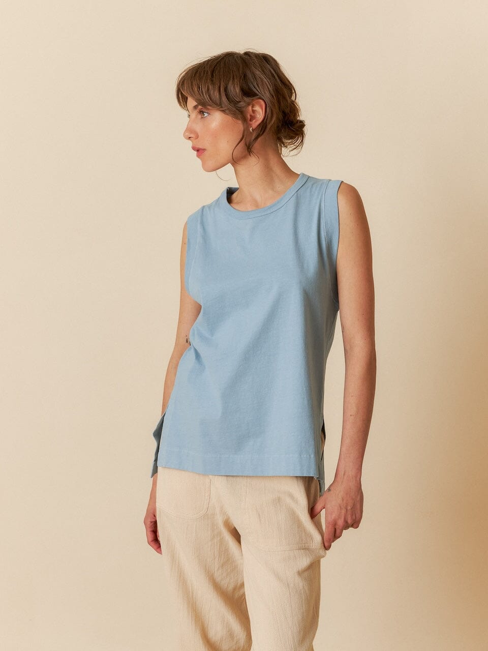 COTTON TANK TOP BLUE