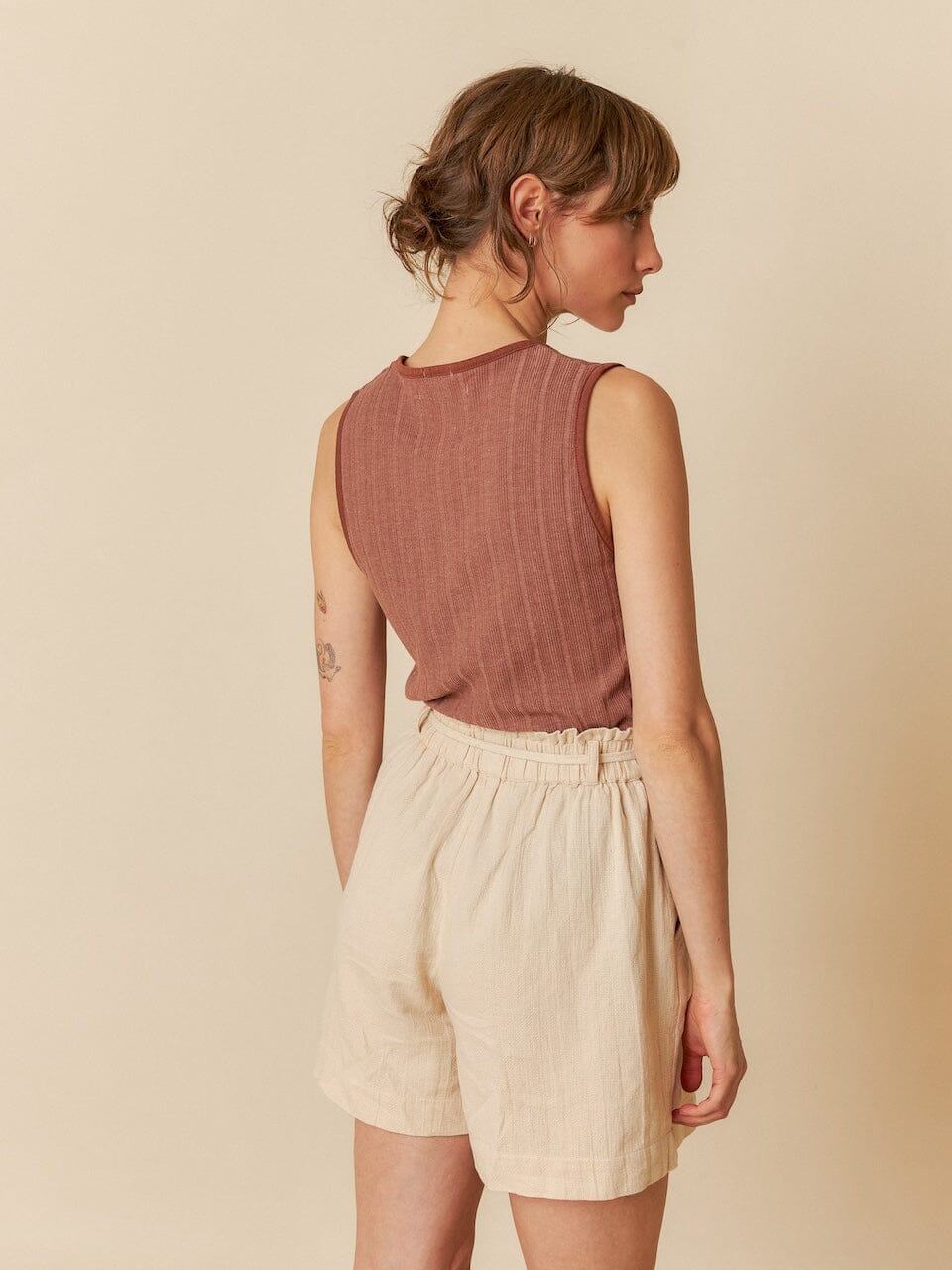 RIBBED TANK TOP BROWN