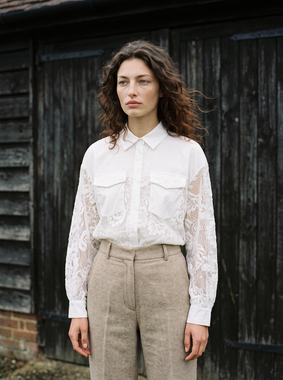 Helen Lace Shirt White