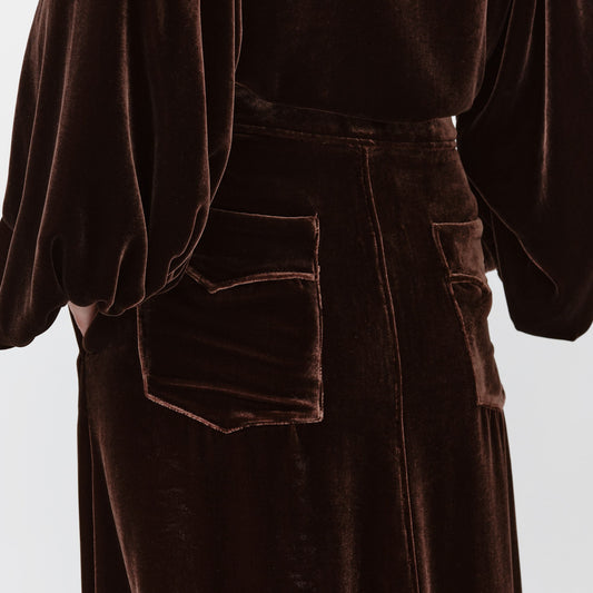 Jazo Velvet Skirt Chestnut – Diega
