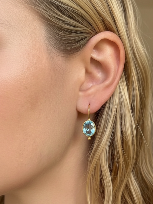 Oval Earrings Blue Topaze