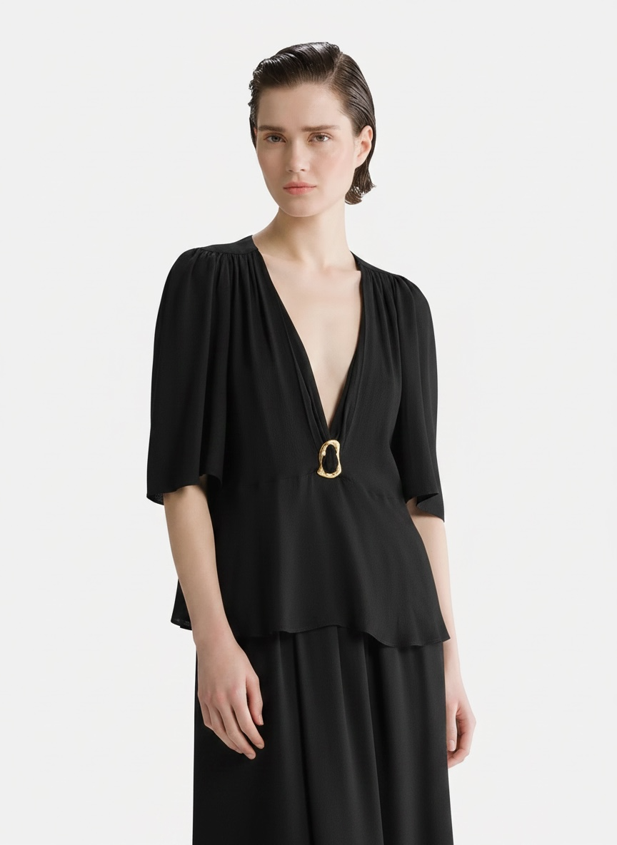 Buckle Blouse 15086 Black