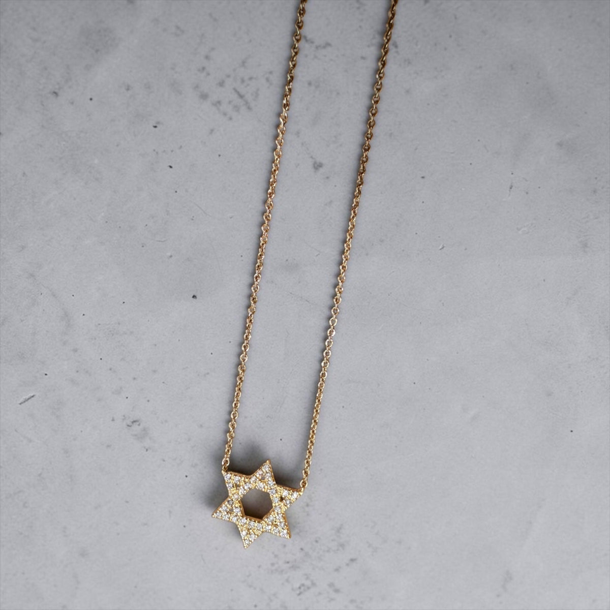 Pavé Star of David Diamond Necklace detail
