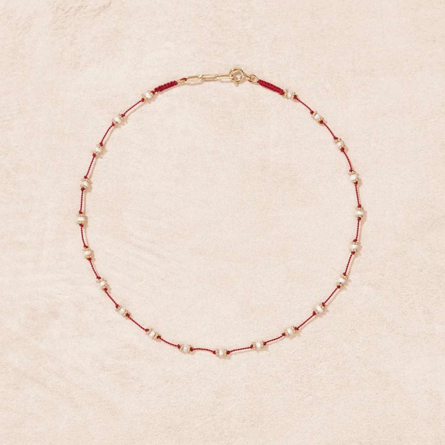 Lotus Necklace Red & Pearl