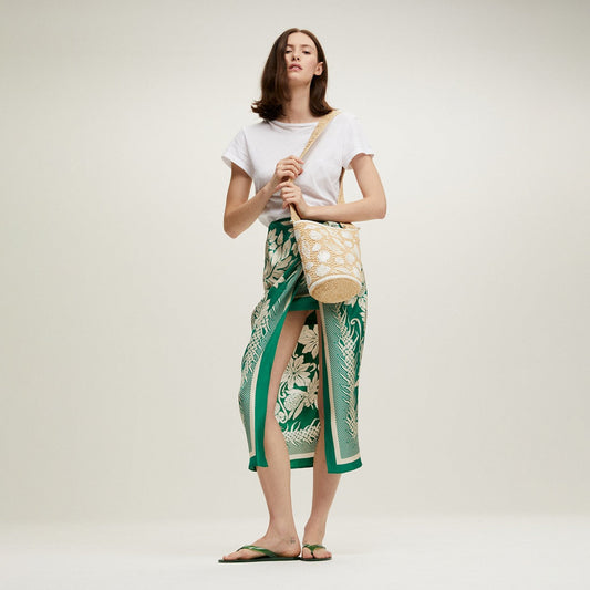 Tahiti Raffia Bucket Bag Natural