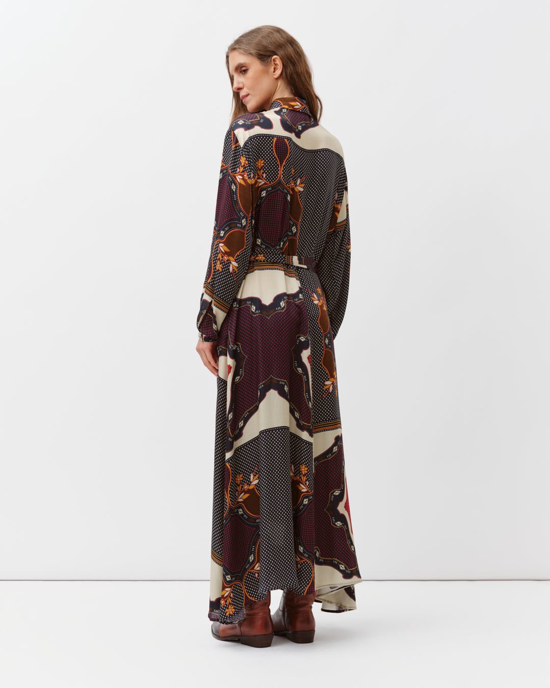Riora Dress Navy Red Ecru – Diega