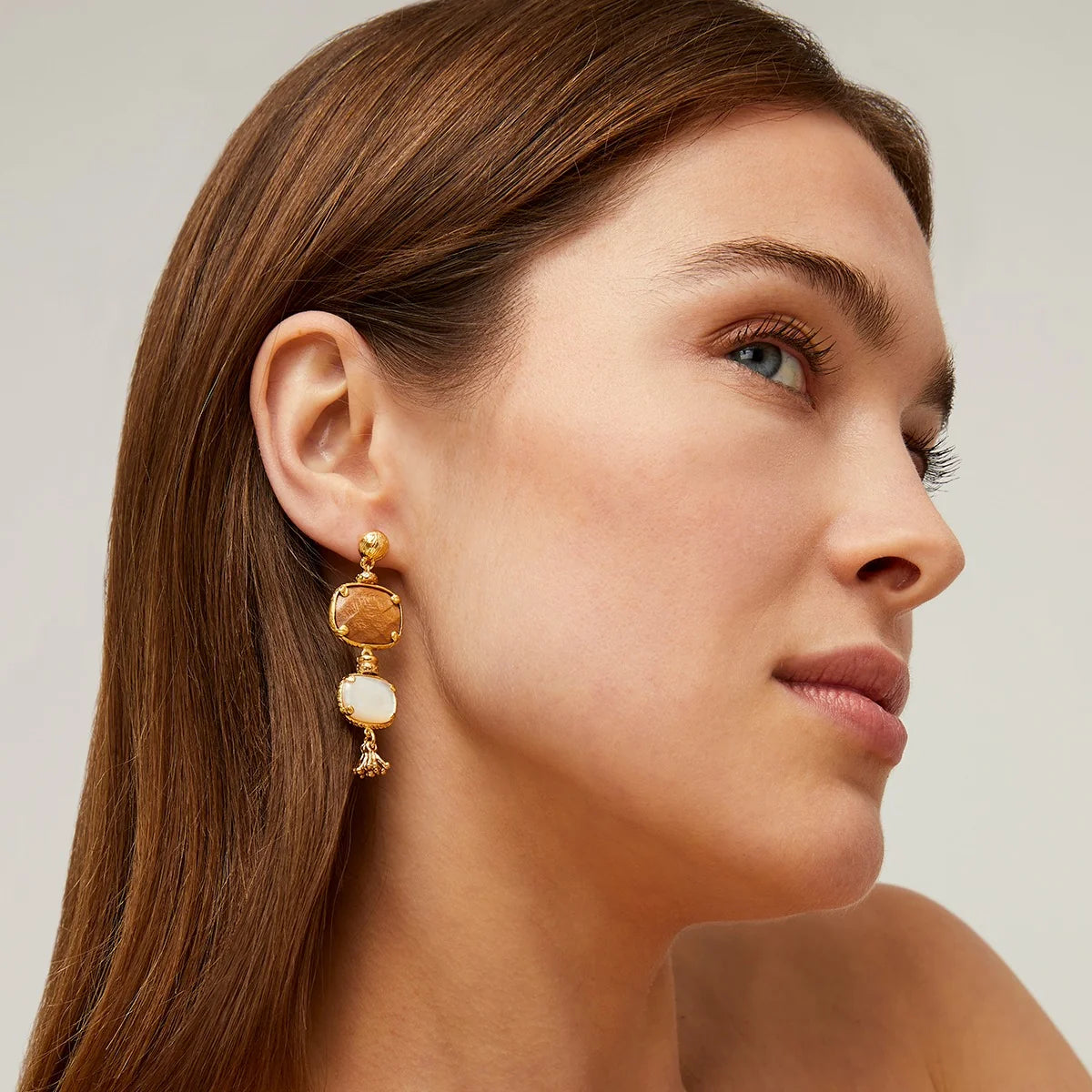 Silene 2 Earrings Wood & Pearl