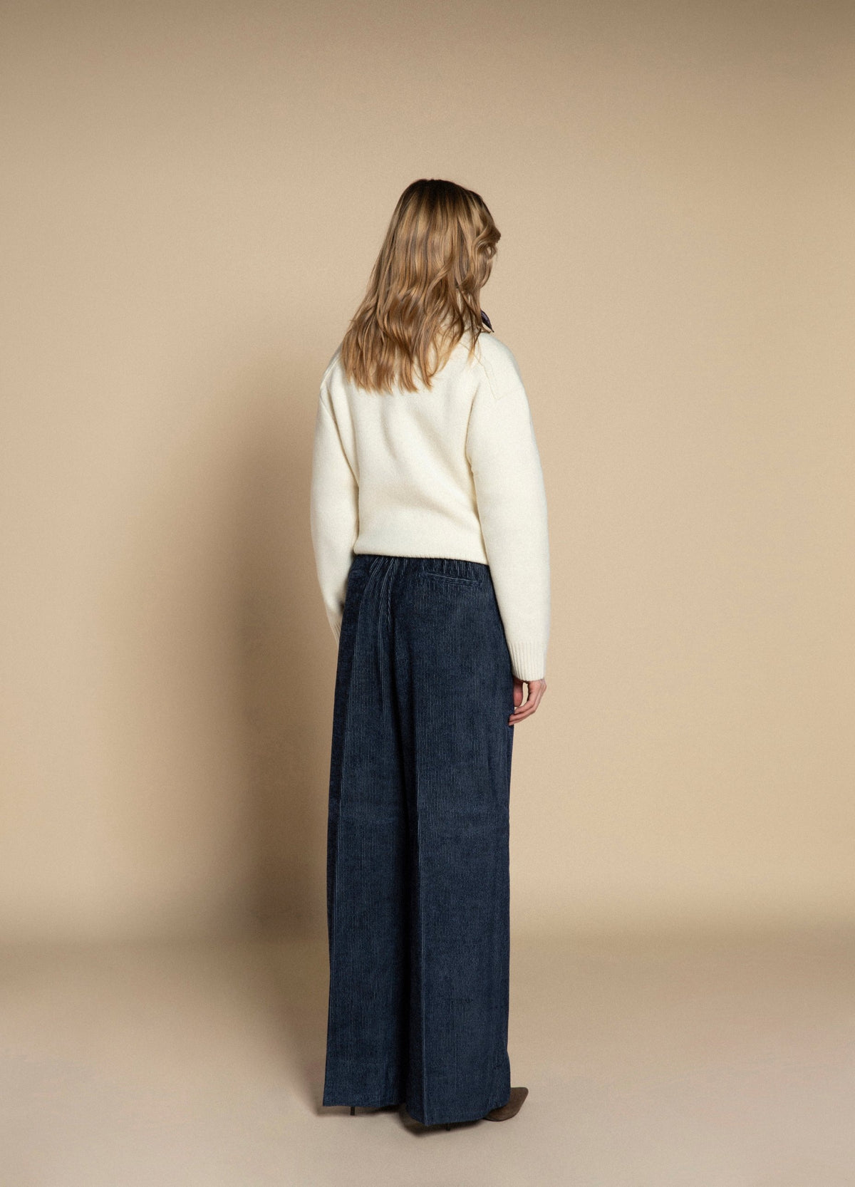 Myths Wide Pleated Corduroy Trousers Navy