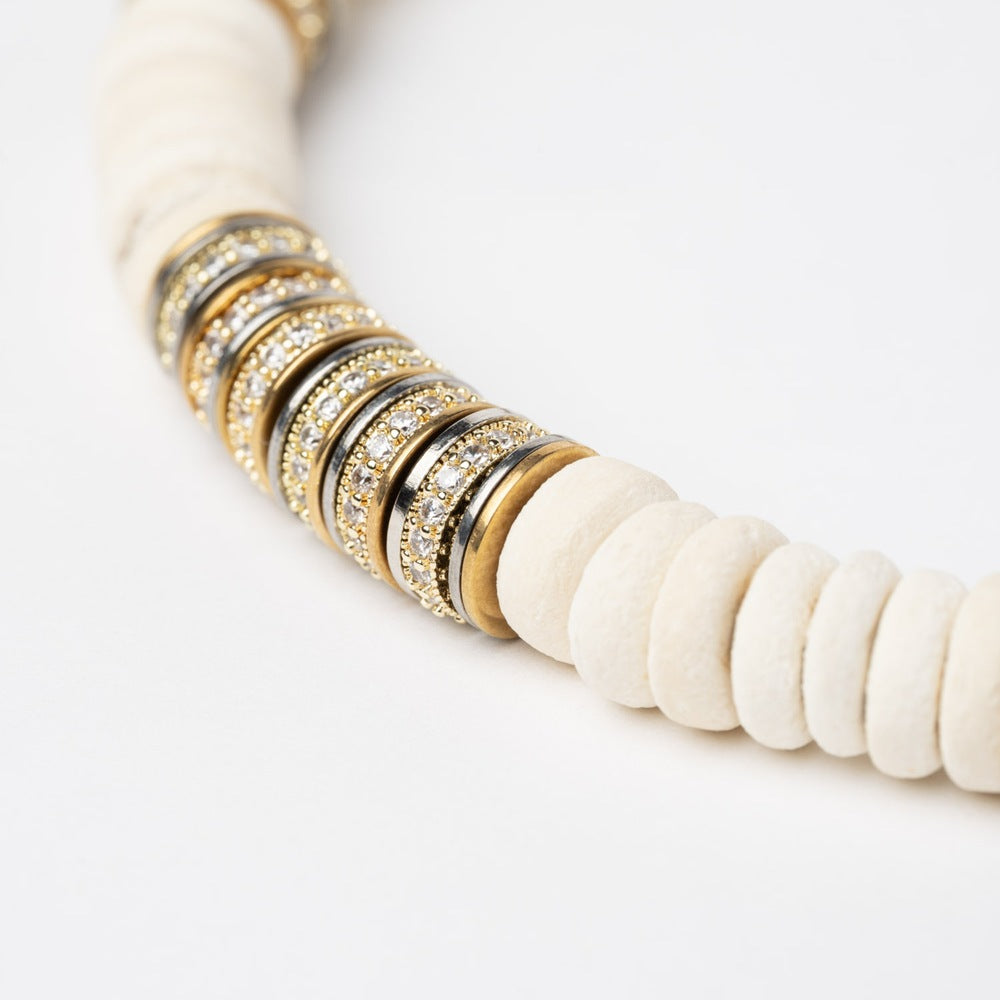 Sculpt Rondelle Necklace Beige