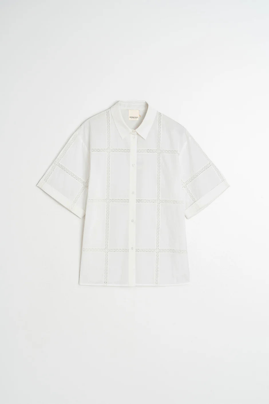 Lace Poplin Shirt White