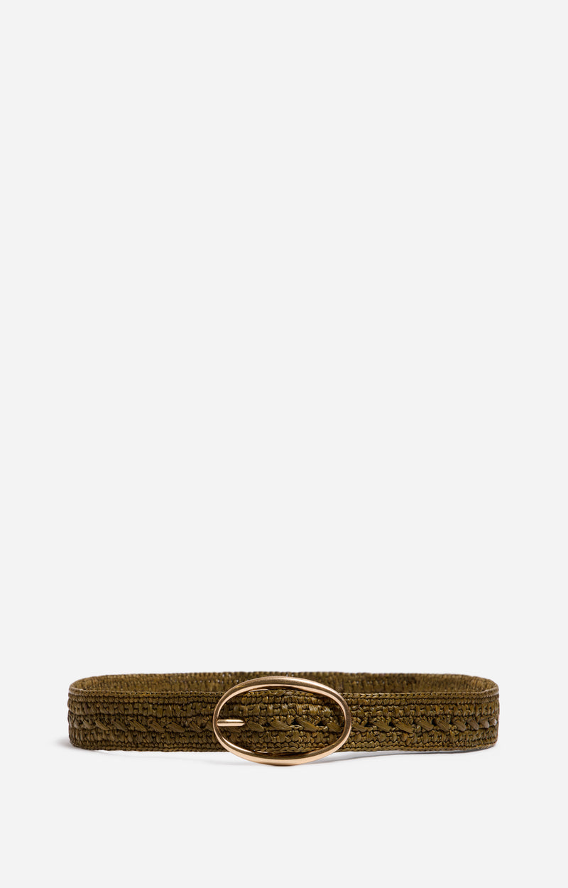 Raffia Belt 35mm Khaki