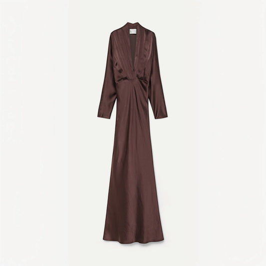 Silk Satin V-Neck Dress 15381 Fondant