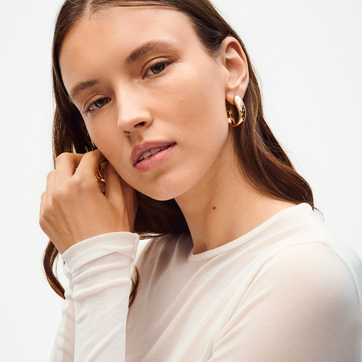 Saint Germain Comete Hoop Earrings Rhinestones