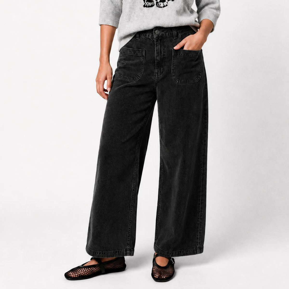 Lucia Corduroy Pants Dark Grey – FIVE Paris