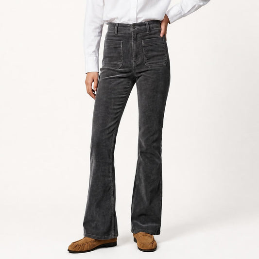 Luna Corduroy Flare Pants Dark Grey – FIVE Paris