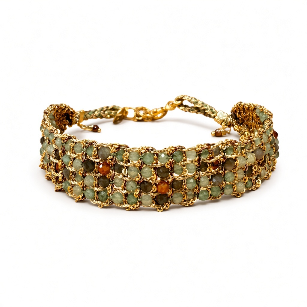 Jaipur Fiori Aventurine, Moonstone & Garnet Bracelet