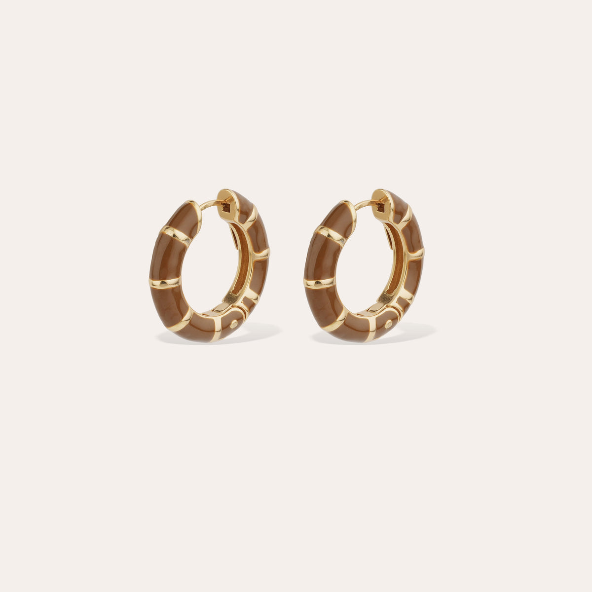 Mini Bambou Enamel Earrings Brown