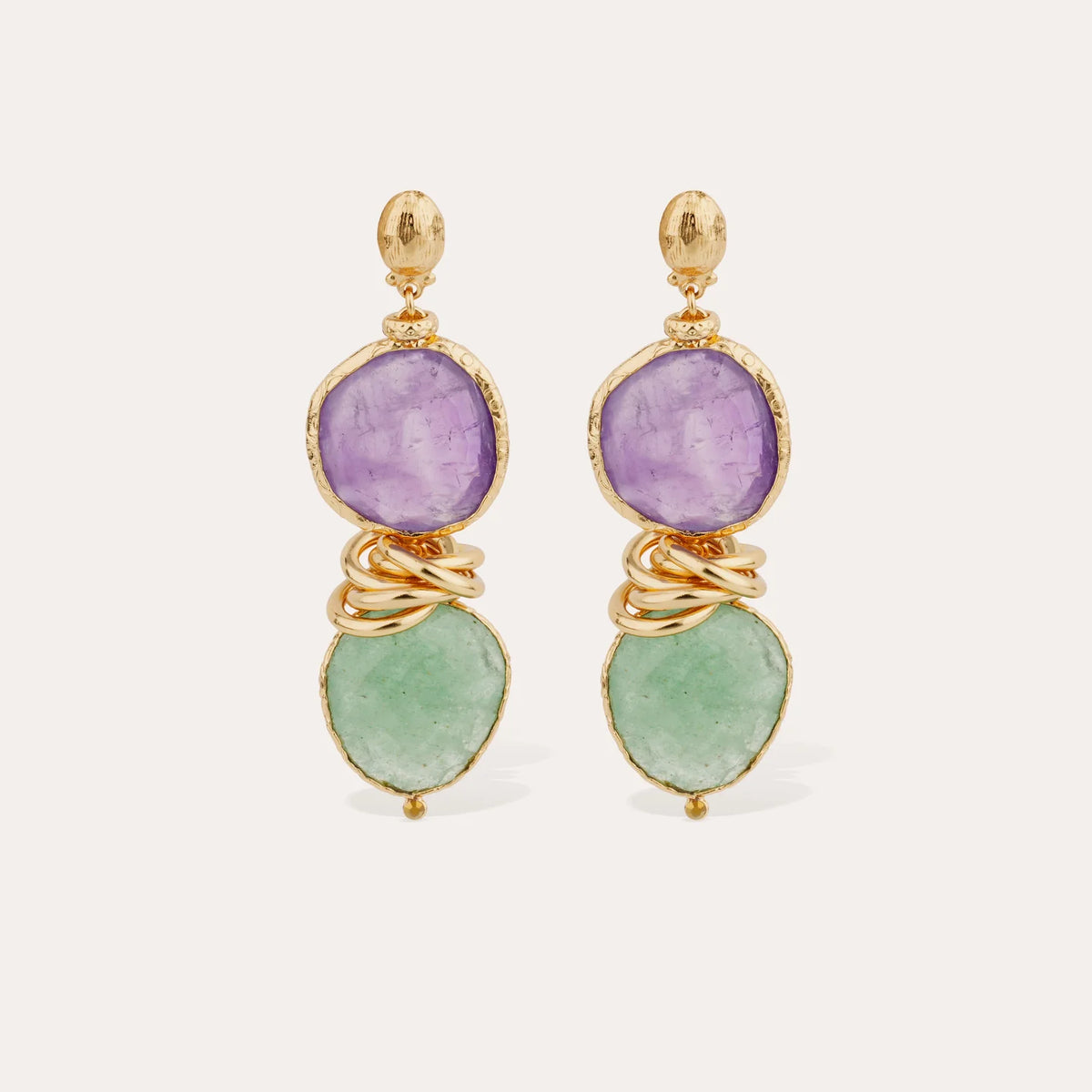 Sirena Earrings Amethyst & Green Quartz