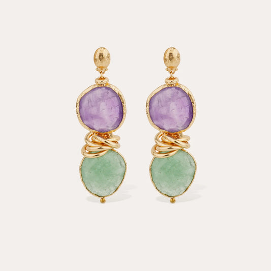 Sirena Earrings Amethyst & Green Quartz
