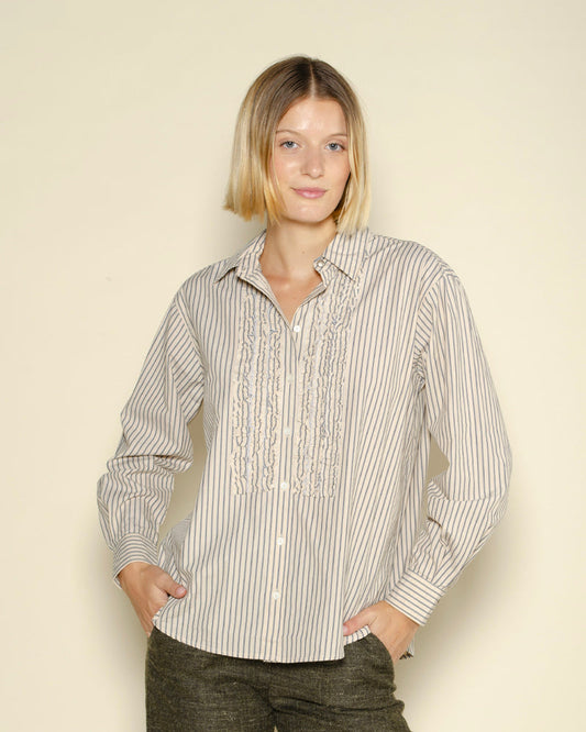 Castilana Shirt Ecru Navy Stripes – Diega