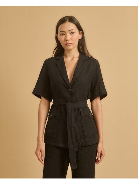 CHAMBA OVERSHIRT BLACK LINEN