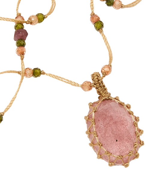 Strawberry Quartz Tibetan Necklace