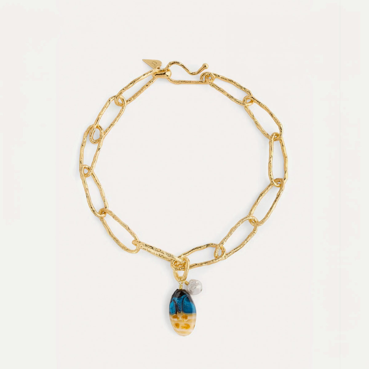 Sculpture Necklace with Glass 15158 Night Blue