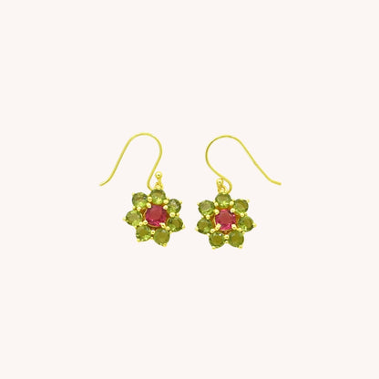 TOURMALINE FLOWER EARRINGS