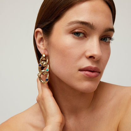 MITSI GOLD EARRINGS BLUE