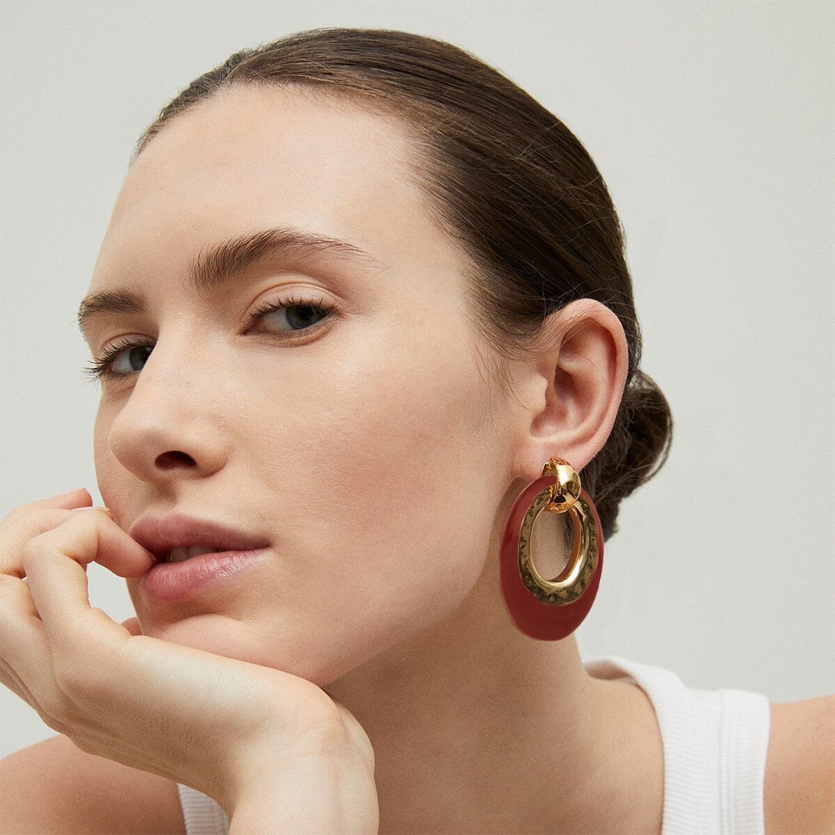 SELVA LARGE EARRINGS RED OCHRE
