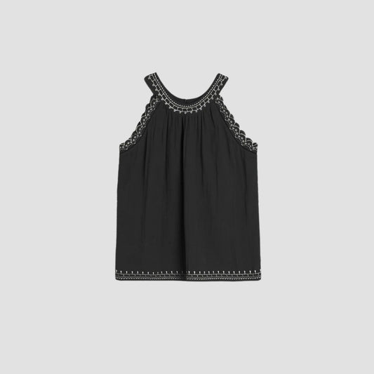 Contrast Halter Top Black
