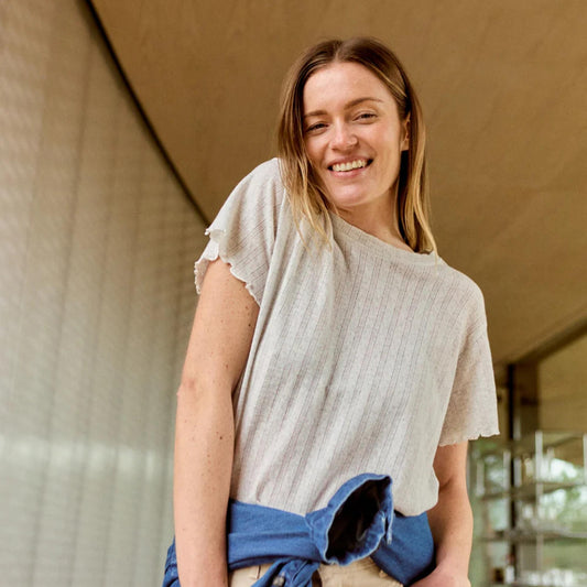 Cropped Ribbed T-Shirt Off White