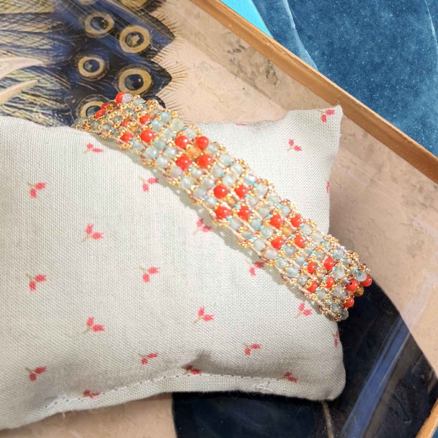 JAIPUR YELLOW TOURMALINE, CORAL & APATITE BRACELET