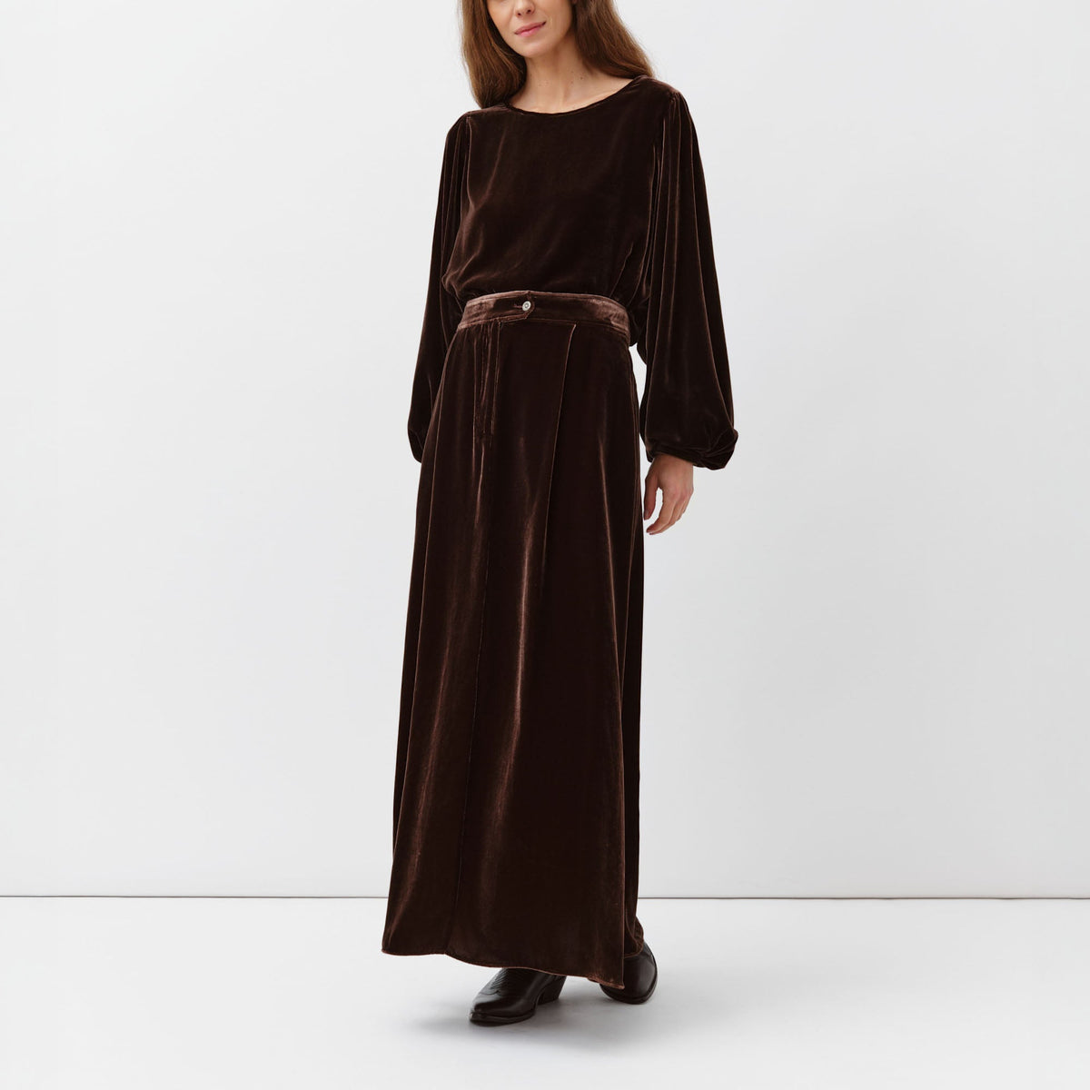 Jazo Velvet Skirt Chestnut – Diega