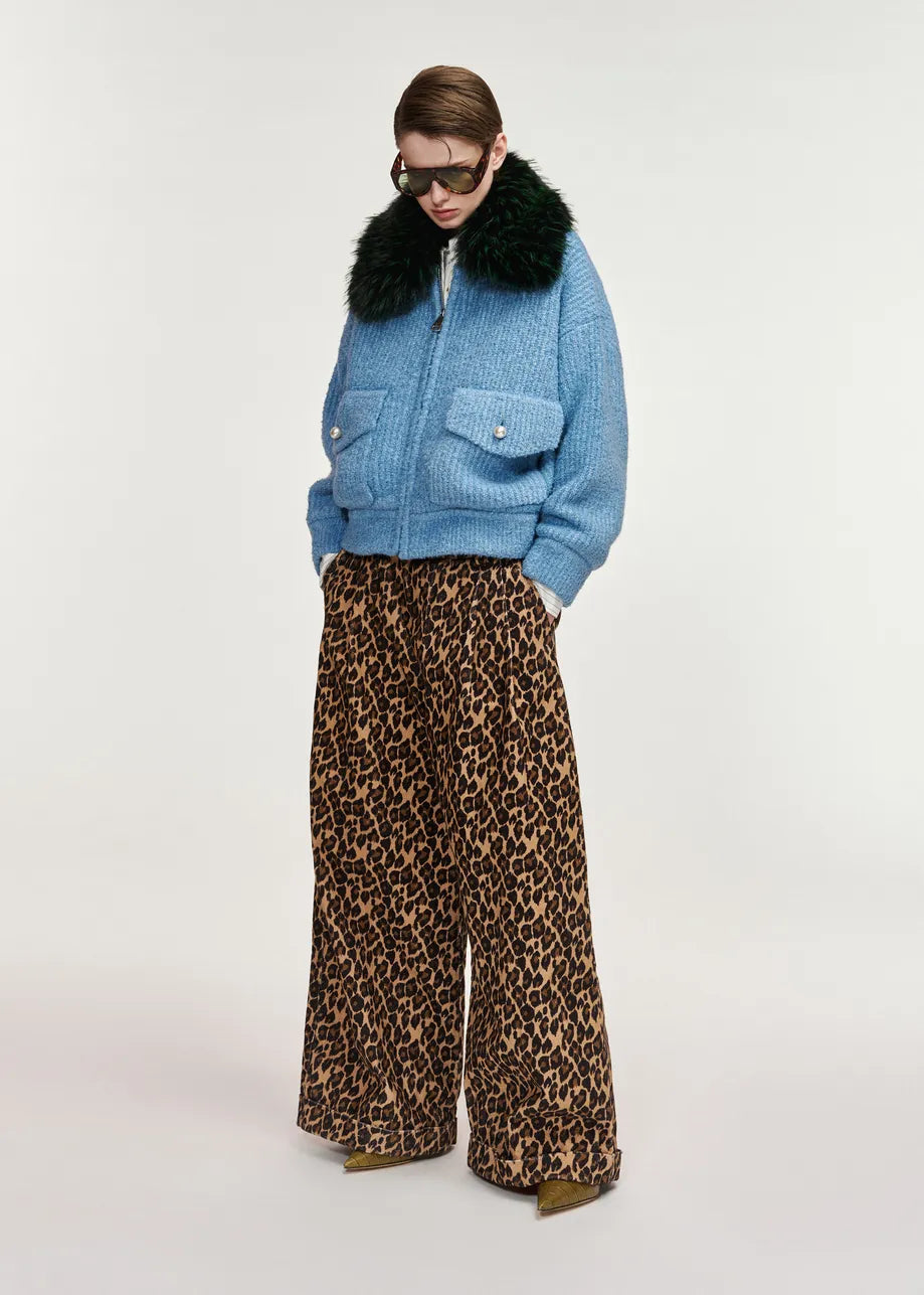 Kanada Knitted Jacket With Faux Fur Azure Affair – Essentiel Antwerp