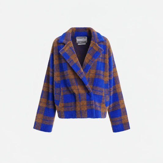 Karreau Check Cardigan Indigo Ink – Essentiel Antwerp