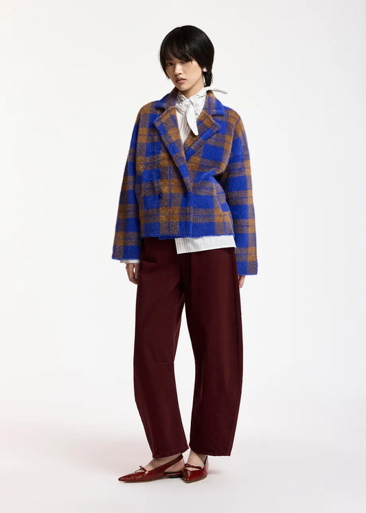 Karreau Check Cardigan Indigo Ink – Essentiel Antwerp
