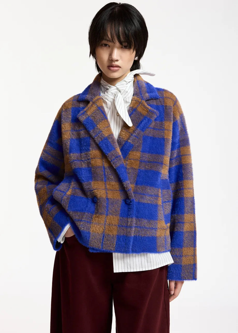 Karreau Check Cardigan Indigo Ink – Essentiel Antwerp
