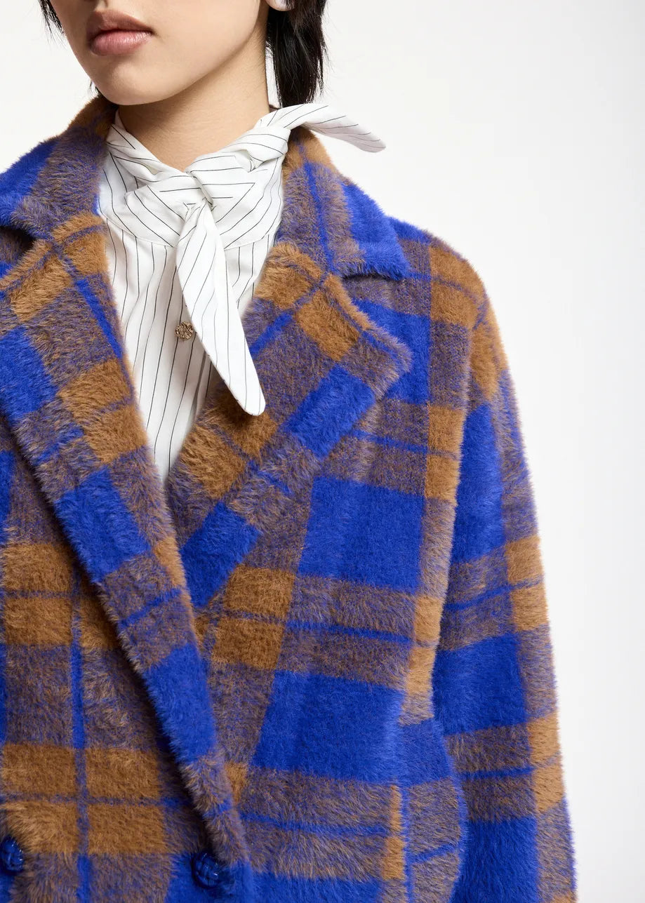 Karreau Check Cardigan Indigo Ink – Essentiel Antwerp