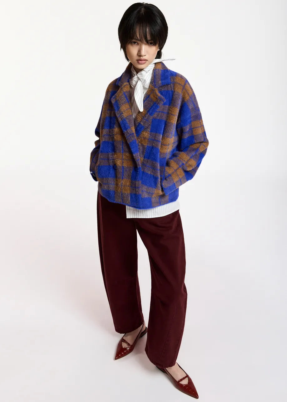 Karreau Check Cardigan Indigo Ink – Essentiel Antwerp