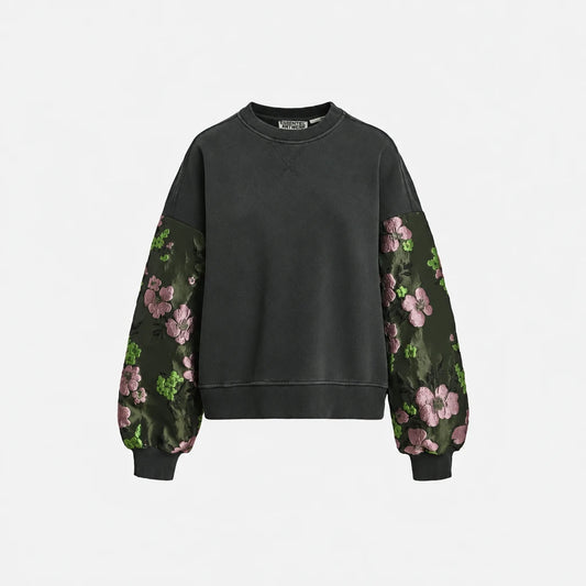 Kueer Jacquard Sleeve Sweatshirt Charcoal Chic – Essentiel Antwerp