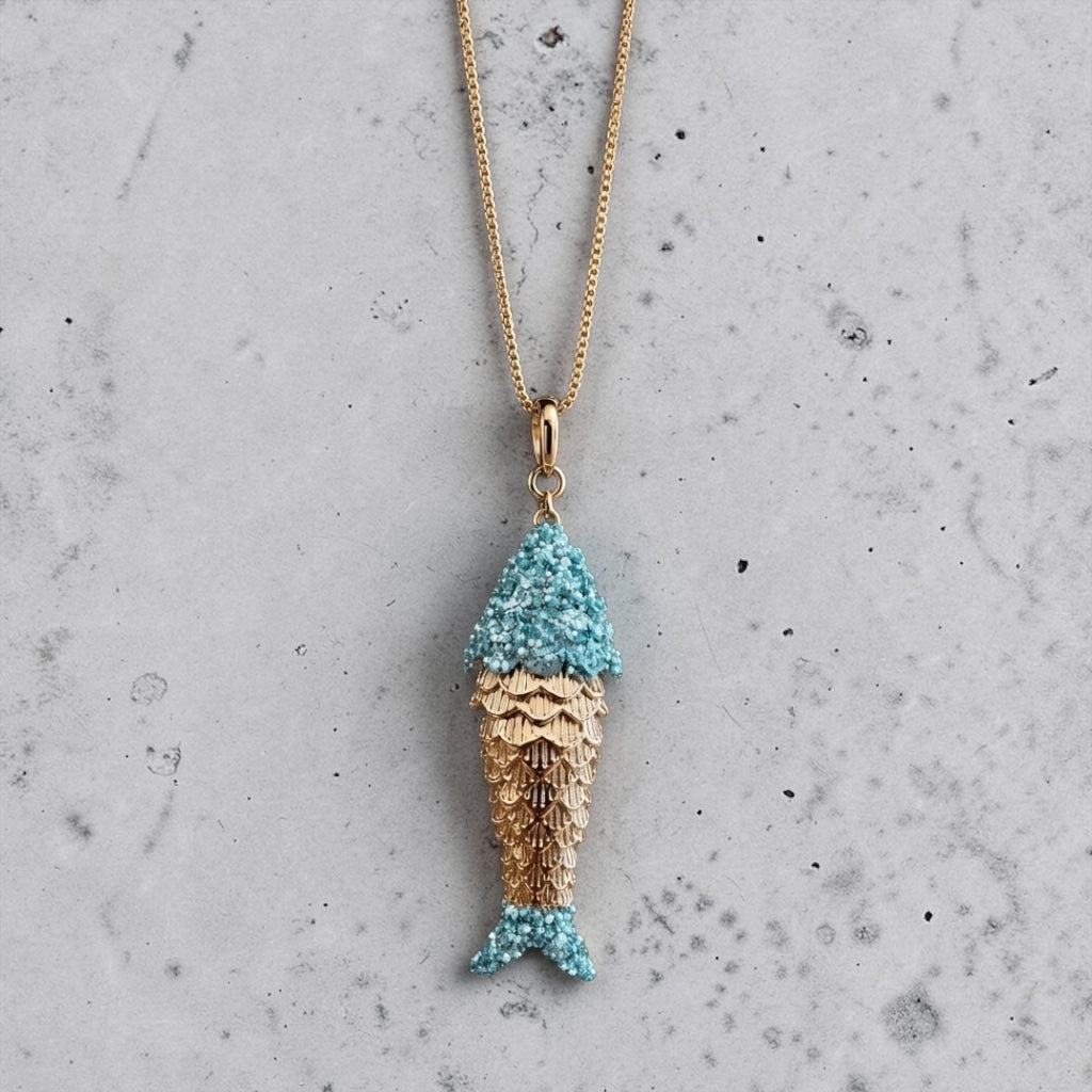 Lucky Fish Necklace Light blue