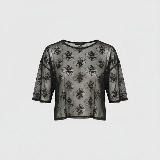 Tiago Lace T-Shirt Black