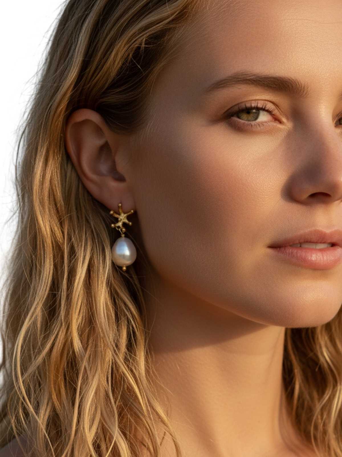 Coral Earrings Natural Pearl