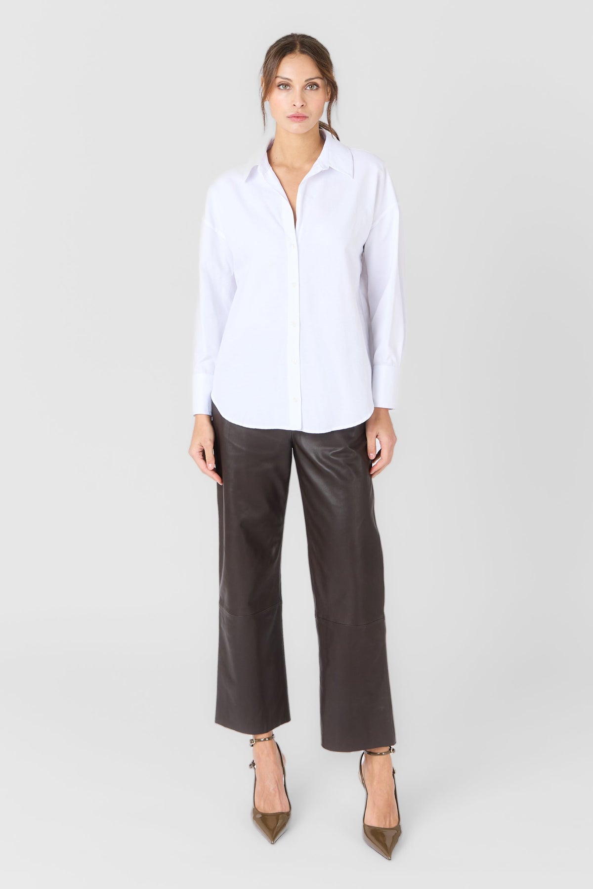Sarah Leather Pants Brown – Serge Pariente