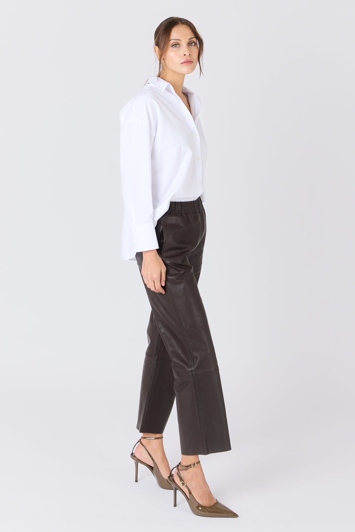 Sarah Leather Pants Brown – Serge Pariente