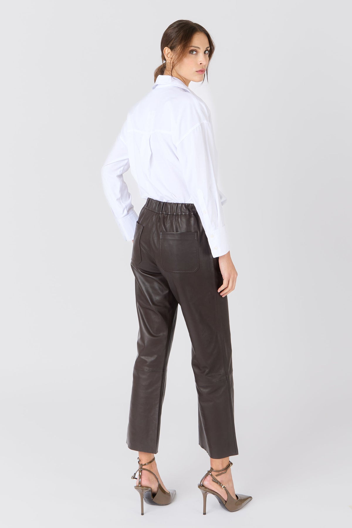Sarah Leather Pants Brown – Serge Pariente