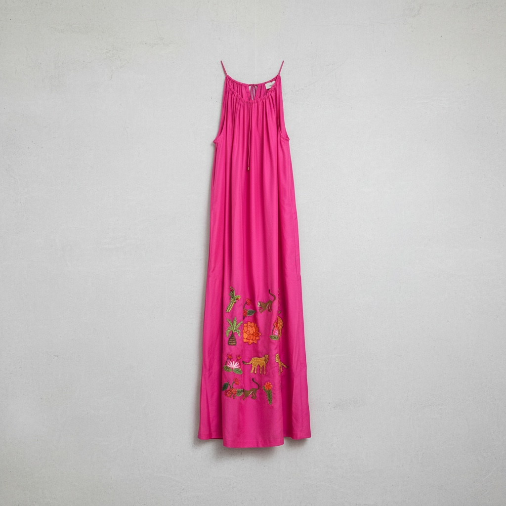 Jungle Silk Dress Fuschia